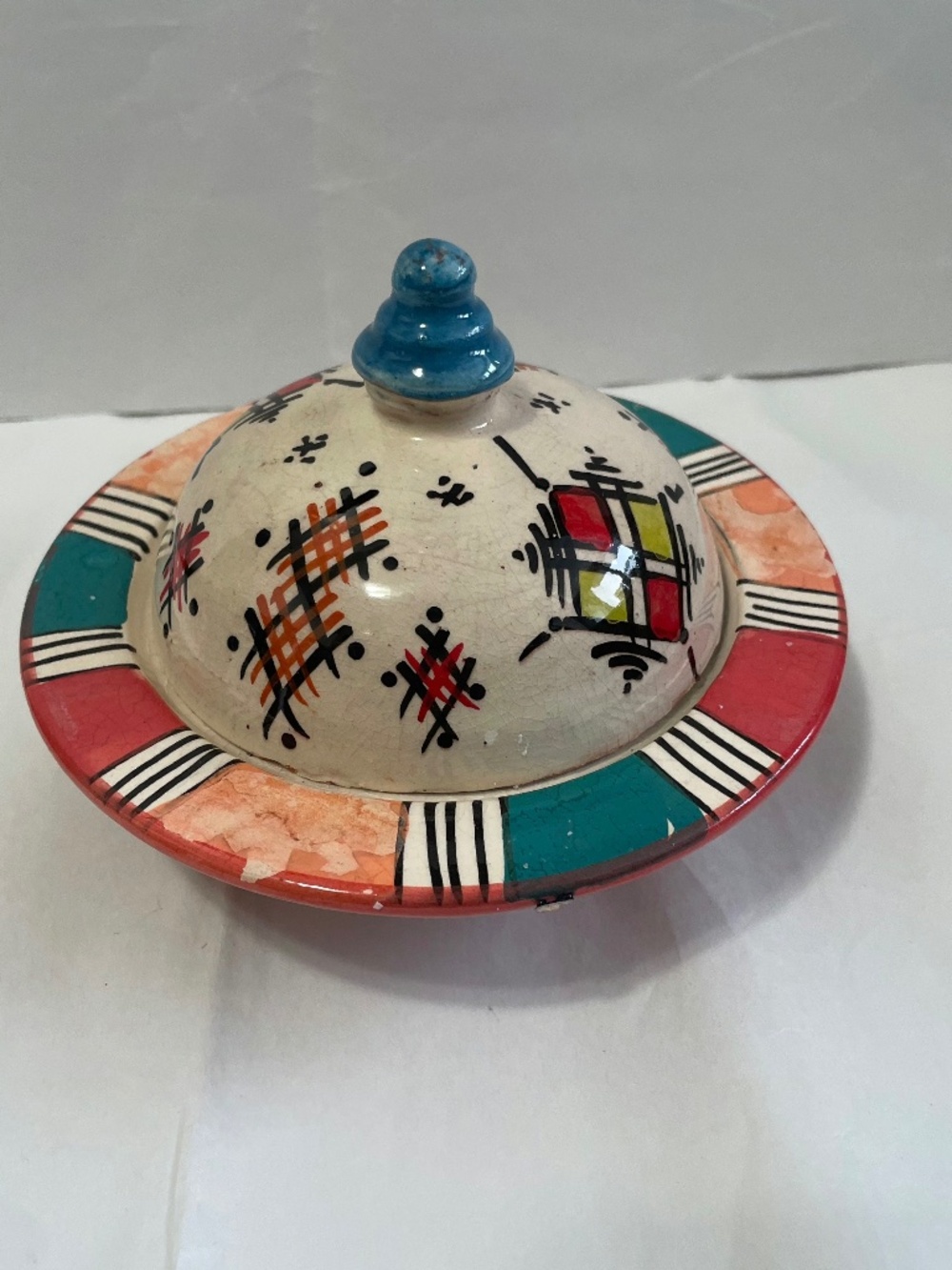 Authentic Moroccan Hand-Painted Ceramic Mini Tagine Serving Dish 🌟